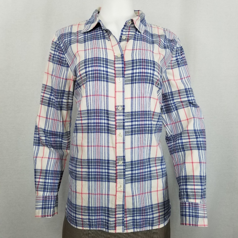 TALBOTS Women's Plaid Button Up Shirt Sz L